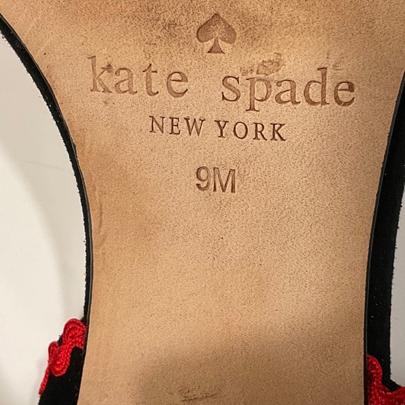 KATE SPADE Piedra Scallop Suede Block Heel Sandal Black/Multi Size 9 - Picture 7 of 9